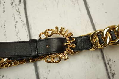 Moschino For H&m Black Leather Logo Buckle Chain Belt Moschino for H&M Black Leather Logo Buckle Chain Belt  main image 4