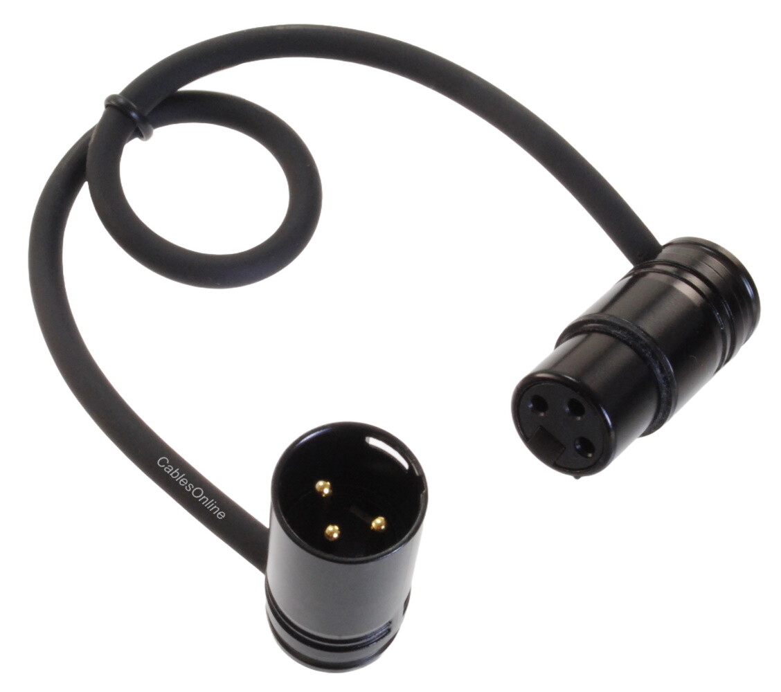 1ft Low-Profile Right-Angle 3-Pin XLR Male to Female