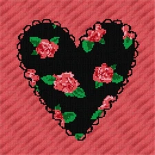 Roses Heart Needlepoint Kit or Canvas (Floral/Flower/Nature/Valentine)