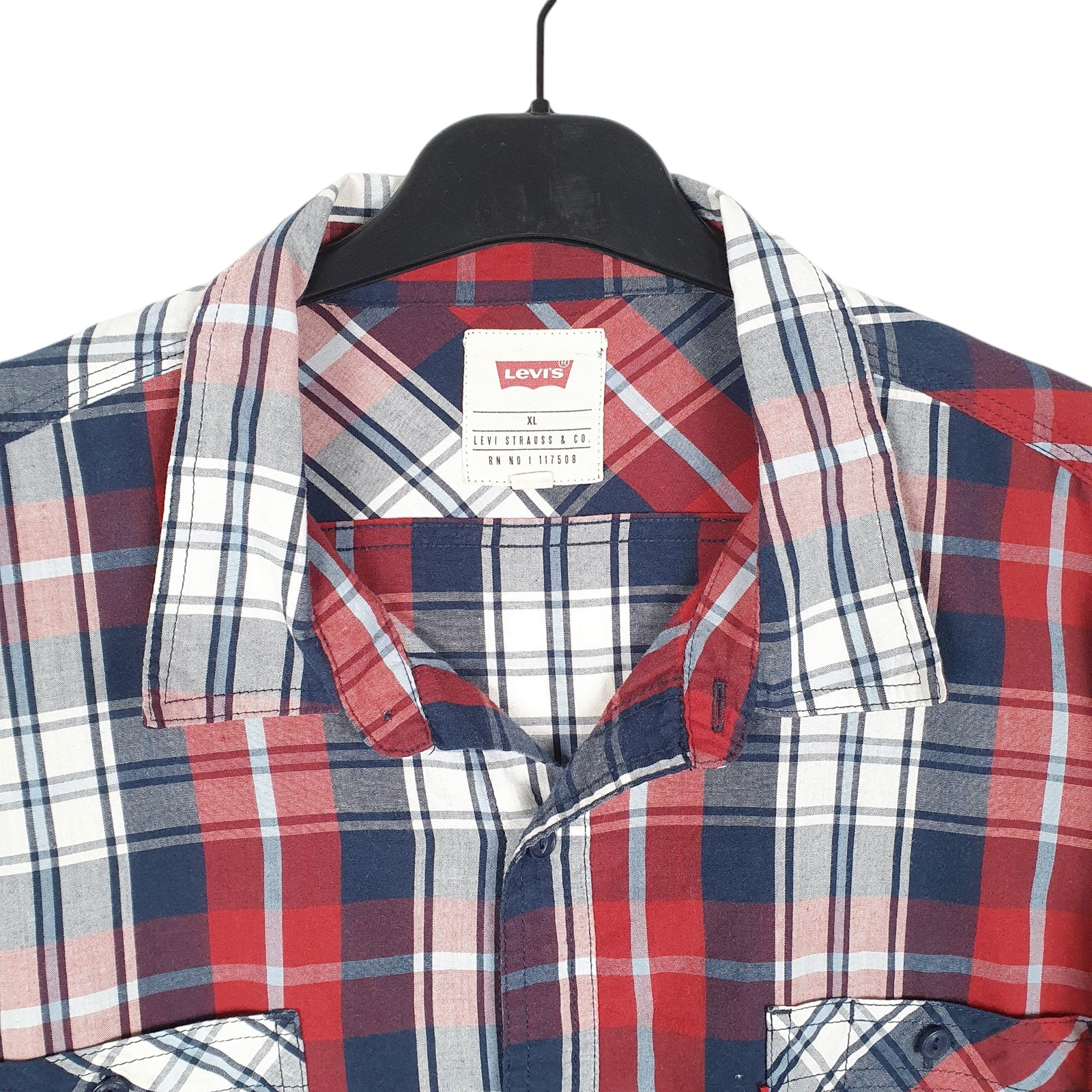 LEVIS Red Check Shirt Long Sleeve Casual Cotton Mens L image 2