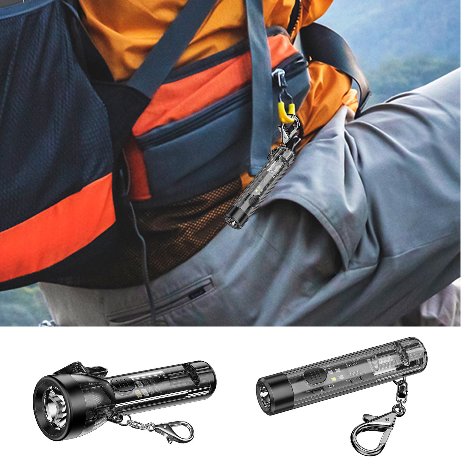 Rechargeable Outdoor Camping Lantern Torch Keychain Pocket Flashlight