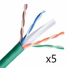 Lot of 5 - CAT6E Ethernet 550MHz CMR Cable Green 1000FT - 23AWG COPPER