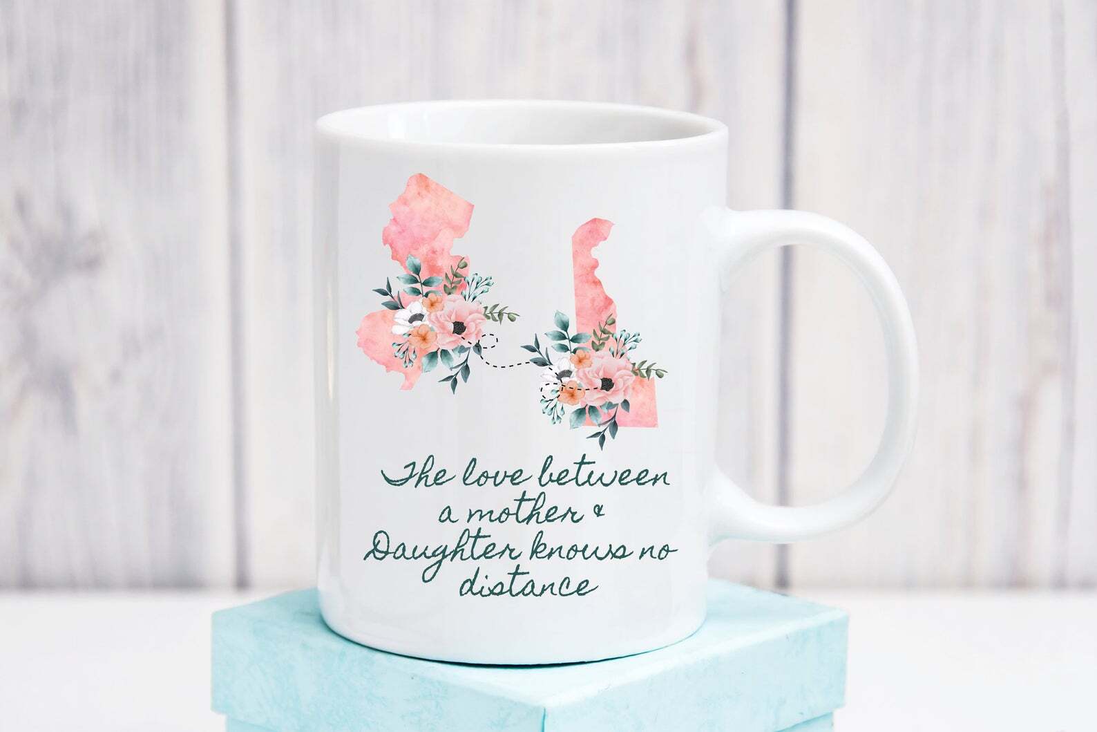 The Love Between A Mother And Daughter Knows No Distance Coffee Mug Personalized