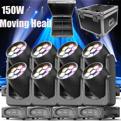 8x LED Beam 3 Prisma +8 Goboes Moving Head DMX RGBW 150W Bühnenlicht+Flightcase