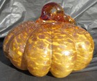 Decorative Orange & Yellow Glass Pumpkin with LOTS of GOLD AVENTURINE, 7" Across — photo 3