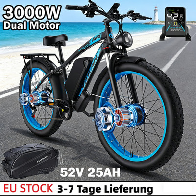 VITILAN H5 3000W Elektrofahrrad 52V 25Ah 24 Zoll FatBike E-Mountainbike 40MPH