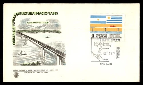 Mayfairstamps Argentina FDC 1975 Bridge Flags Puente Internacl Colon Paysandu Fi