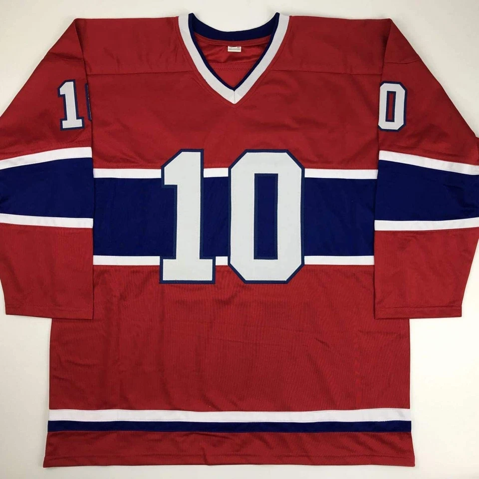 Camiseta deportiva de hockey roja autografiada/firmada de Guy LaFleur Montreal certificado de autenticidad JSA automática Foto 4 de 4