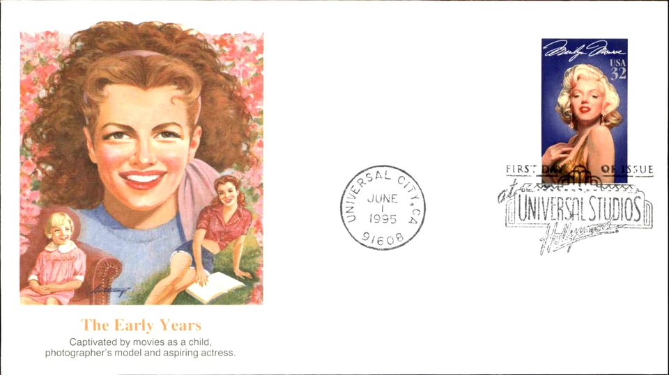 1995 MARILYN MONROE Briefmarke auf FDC USA Stamp Cancel Stempel Universal City - Bild 1 von 2