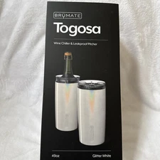 BrüMate Togosa Wine Chiller & Leakproof Pitcher 49oz Glitter White ~ New In Box