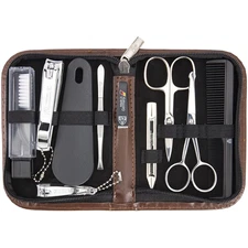 - Brand Quality 10 Piece Manicure Pedicure Grooming Kit Set for Professional Fin