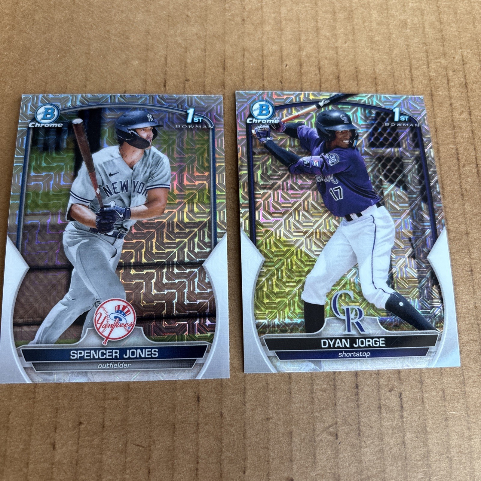 2023 Bowman Chrome 1st MOJO RC Spencer Jones #BCP-139 & Dyan Jorge #BCP-22 (d5)