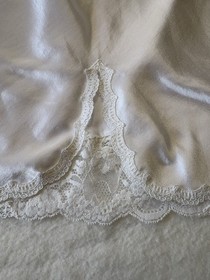 Vintage Christian Dior Liquid Satin Lace Half Slip Culotte Pettipants White S