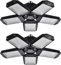 120W LED Garage Lights Deformable 12000LM Adjustable Panels E26 Shop Lamp 2 Pack