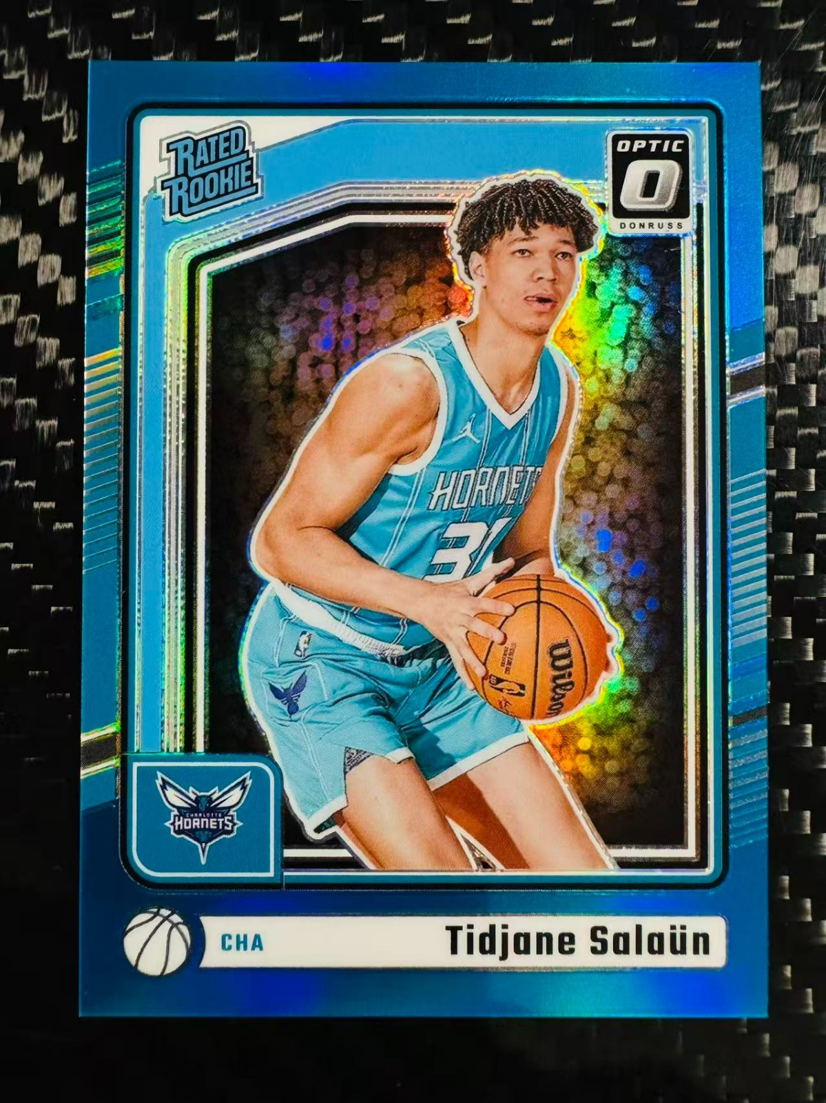 Tidjane Salaun 2024-25 Optic Rated Rookie Aqua /225 RC #286 Hornets