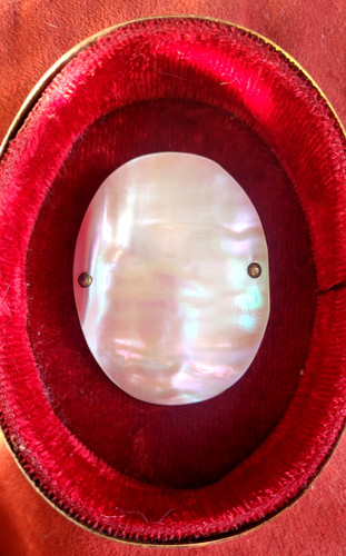 Antique Mother of Pearl MOP Oval Brooch Polished Iridescent Natural Shell UK