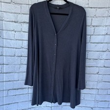Preowned Lulus Ribbed Knit Stretchy Tunic Button Front Dress Heather Blue Sz XL