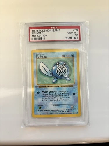 1999 Pokemon BASE SET 1ST EDITION #59 POLIWAG PSA 10 SHADOWLESS