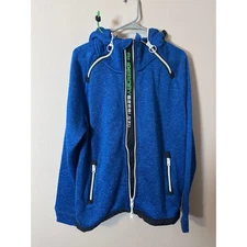 Superdry Storm mens fleece blue double zipper jacket size 2XL