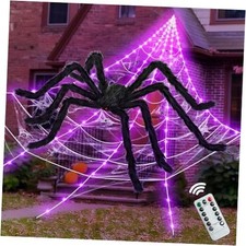 ININ 200" Halloween Light Up Spider Web with 250 LED Halloween Web with Spider