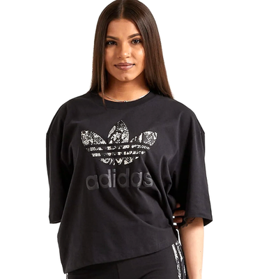 NEW WOMEN'S ADIDAS ORIGINALS SNAKESKIN TREFOIL TEE SHIRT ~SIZE