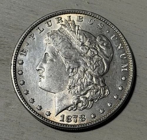1878 8TF MORGAN SILVER DOLLAR NICE AU+ RARE NOCE COIN SOME LUSTER 8 TAIL FEATHER