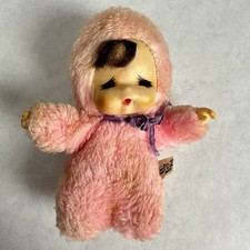 Vintage Monchhichi Pink Plush Doll 6 Korea Thumbsucker RARE HTF