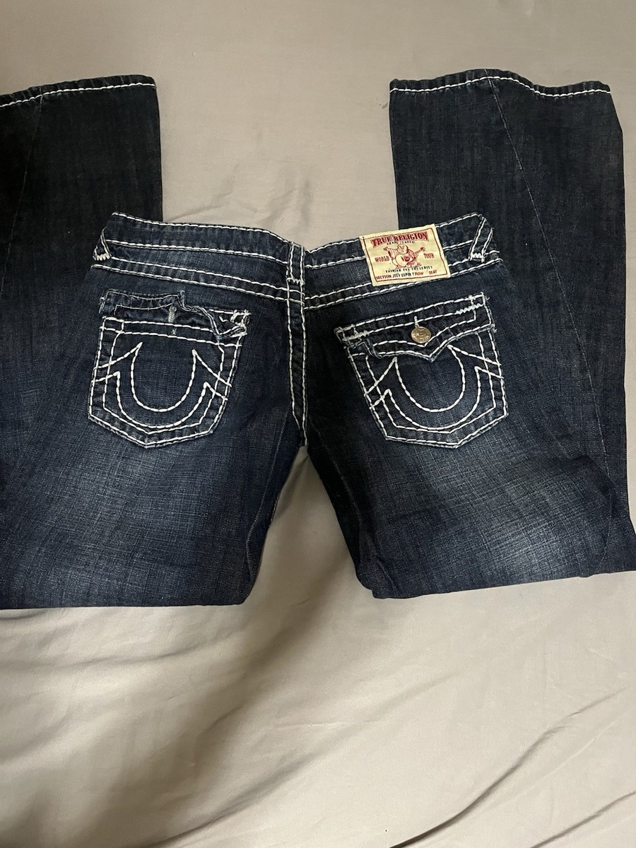 True Religion Joey Low Rise Super T Flare Jeans Womens 31 Missing