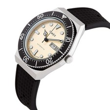 Timex Q Automatic 40mm Gents Watch - Stainless Steel, Synthetic Rubber Band, Champagne Dial, Stainless Steel Case, TW2W47600
