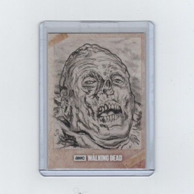 WALKING DEAD EVOLUTION WALKER SKETCH CARD BY ACCLAIMED ARTIST NEIL CAMERA  1/1!