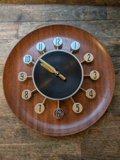 Retro 60's Mid-Century Modern Spartus USA Atomic Starburst Wall Clock 10" *Read*