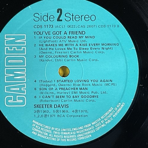 Skeeter Davis Youve Got a Friend, Camden Vinyl LP 12" Record - Picture 6 of 6