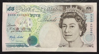 Alter Fünf £5 Pfund Schein Stempelglanz