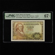 1948 Spain Banco de Espana 100 Pesetas Pick#137a PMG 67 EPQ Superb Gem UNC