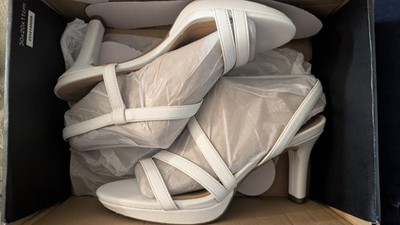 Naturalizer Strappy Wide Width White Heeled Sandals Women's Size 8