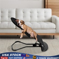 Portable Pet Rocking Chair Folding Bed for Medium Dog Cat Sunbathing Rest Black