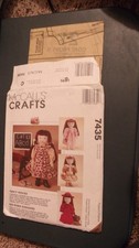 VINTAGE SEWING PATTERN SEW MCCALLS CRAFT 7435 18" DOLL CLOTHES DRESSES PINAFORE