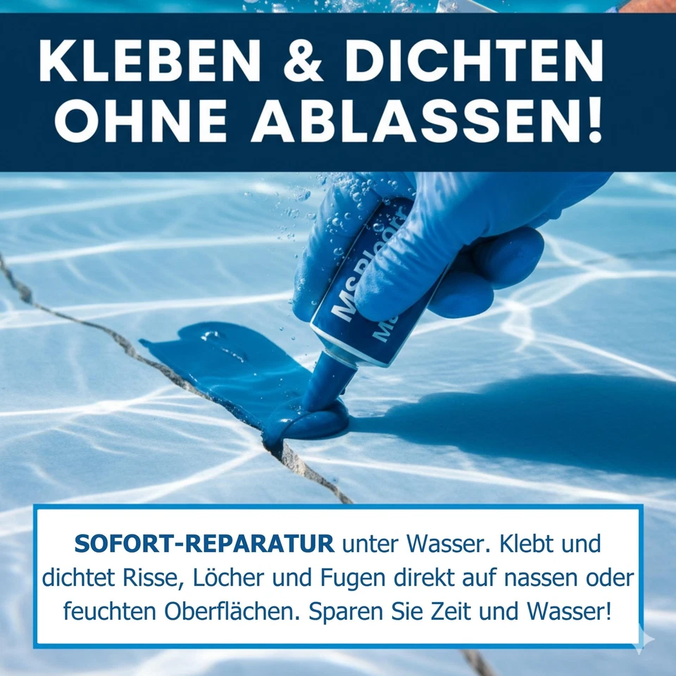 Ber-Fix MS Polymer Kleber blau Pool Reparatur abdichten unter über Wasser - Bild 2 von 4