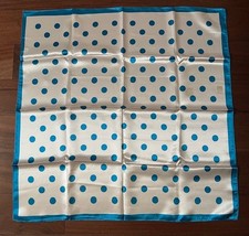 Vintage Top Fashion Satin polka dots blue scarf 28/28 Made in Japan