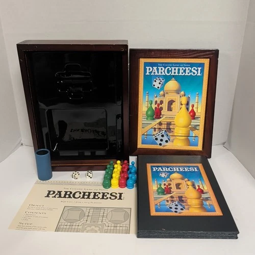 Milton Bradley Parcheesi Vintage Game Collection Wood Box Complete 2011 NIB