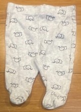 Gerber Newborn Elephant Print Footed Pajama Set Gray Blue Cotton