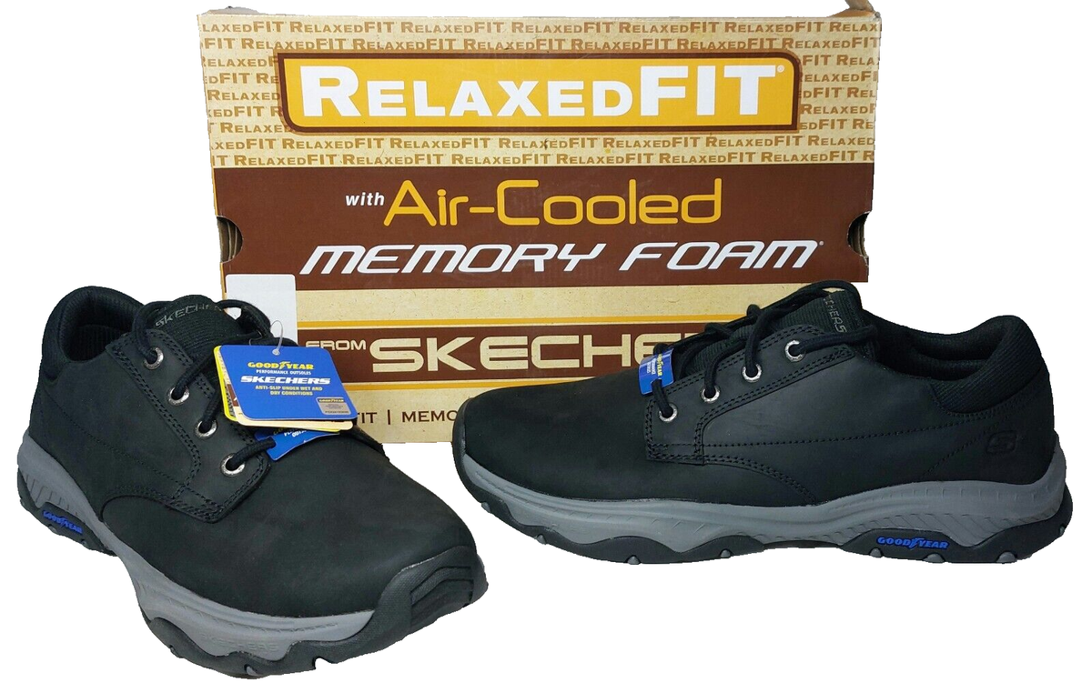 BARGAIN* SKECHERS Craster Fenzo Mens Black Memory Leather Shoes