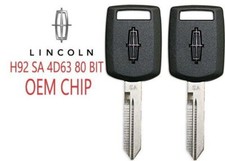 set of 2 LINCOLN H92 Transponder Key 80 BIT S...