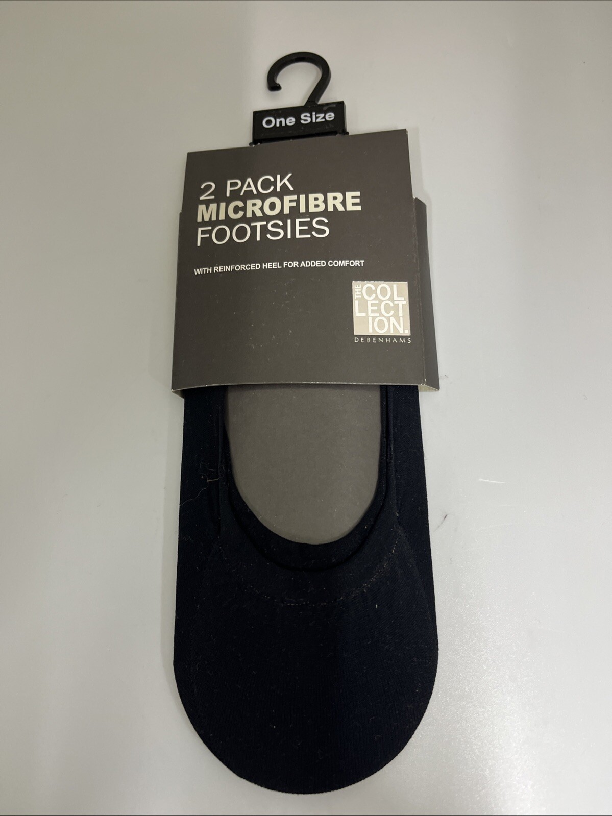 Debenhams 2 Pack Black No Show Microfibre Socks with Reinforced Heel-image