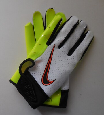 #ad Nike Vapor Jet 6.0 Football Gloves Youth White Volt Black Hyper Crimson Large $28.95