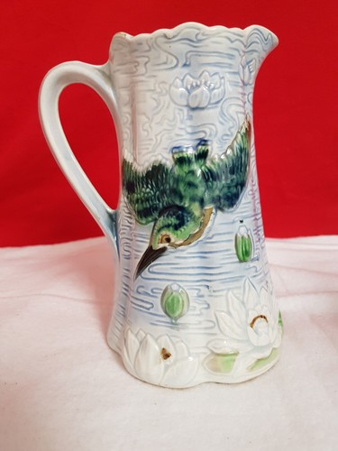 Antique Chatres-sur-Cher Gaston Sailly 415-6 SA mark Pitcher. Kingfisher Design - Bild 10 von 13
