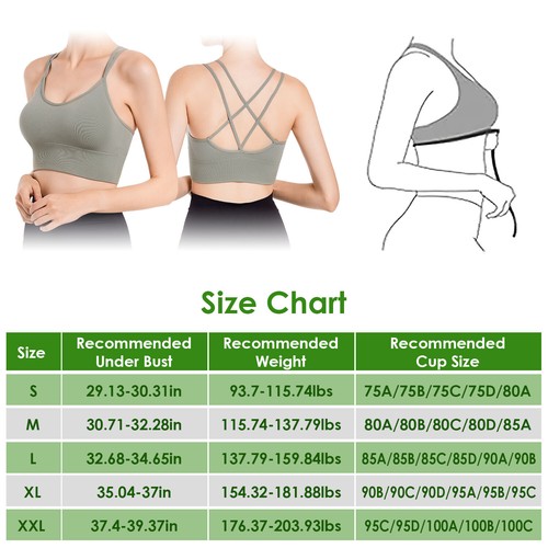 3 Pcs Womens Cross Back Sport Yoga Bras Padded Strappy Criss Cross Cropped Tops - Picture 18 of 24