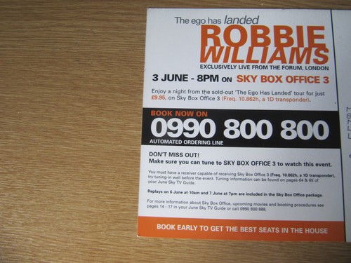 ROBBIE WILLIAMS - THE EGO HAS LANDED - PROMO FLYER - A5 SIZE (PC 4) - Picture 2 of 2