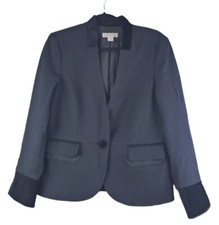 Coldwater Creek womens 8 velvet Trim Blazer Black Classic Fancy Lace Medium
