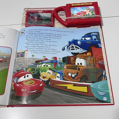 Cars La Gran Carrera Disney Pixar Español Libro 3D/2D con 30 Carte Azione Visiera - Foto 11 di 14
